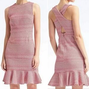 Banana Republic Red Peplum Bottom Backless Cross Strap Dress